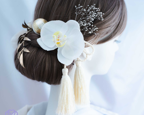 髪飾り 胡蝶蘭の髪かざり 成人式 卒業式 結婚式 振袖 着物 和装 ヘア