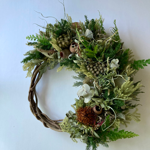 初夏 グリーンリース ハーフリース ドライフラワー ユーカリ