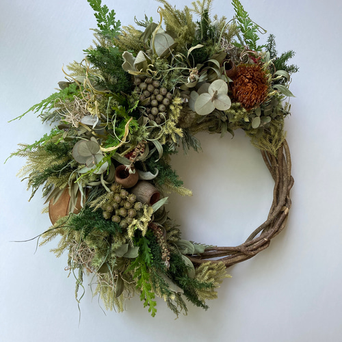 ユーカリと木の実のハーフリース グリーンリース ユーカリと木の実のハーフリース グリーンリース