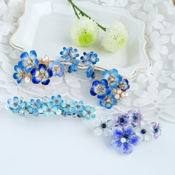 ロイヤルブルー Nemophila 青空の花 ＊ ネモフィラ ＊ ポニーフック コットンパール bijoux glass 13枚目の画像