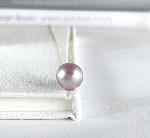 金屬光淡紫色天然珍珠紅寶石珍珠吊飾 (K14gf) 9.5 毫米 第7張的照片