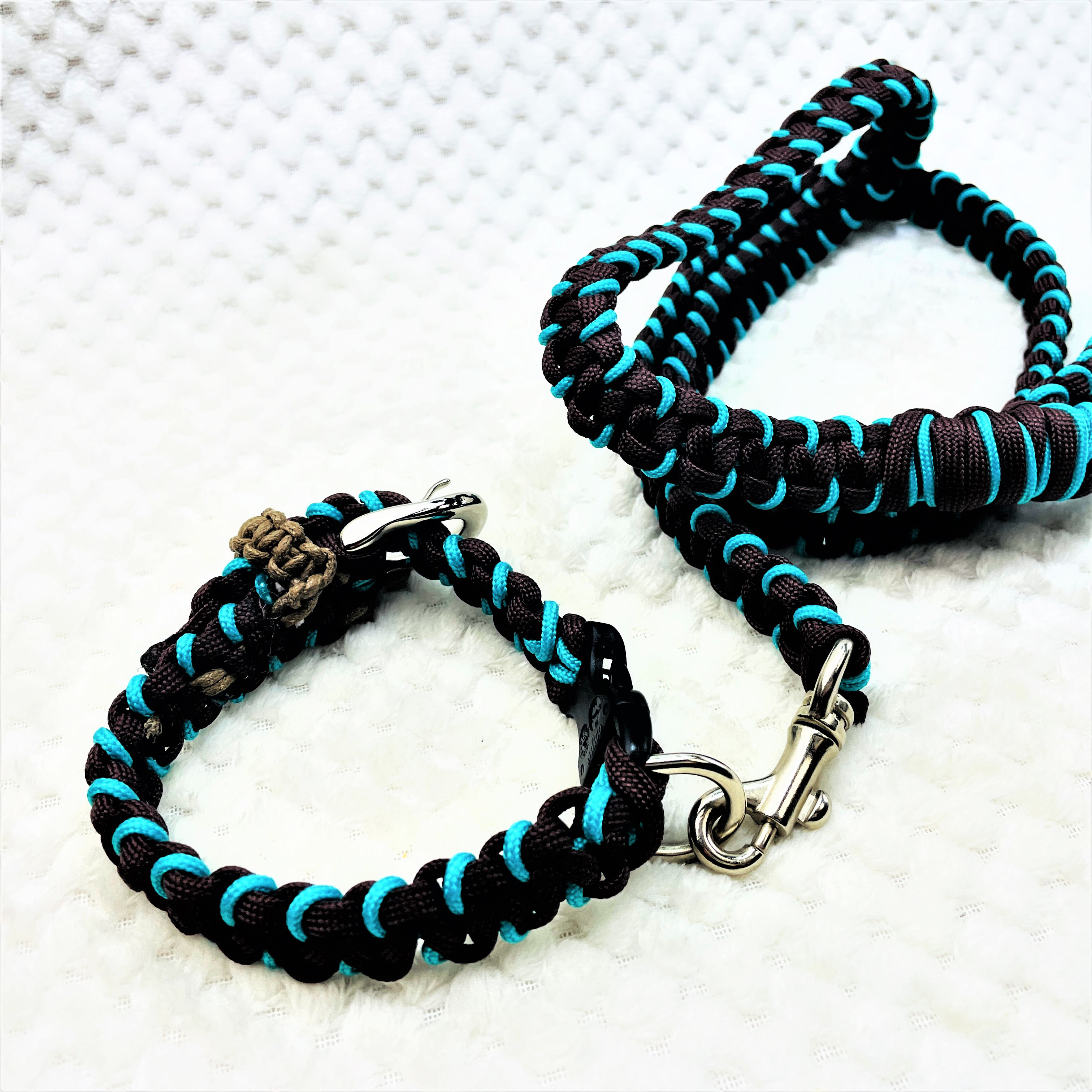 [公式]＃10マクラメ編みサイズ調節可能ワンタッチ着脱首輪　小型犬用リードセット