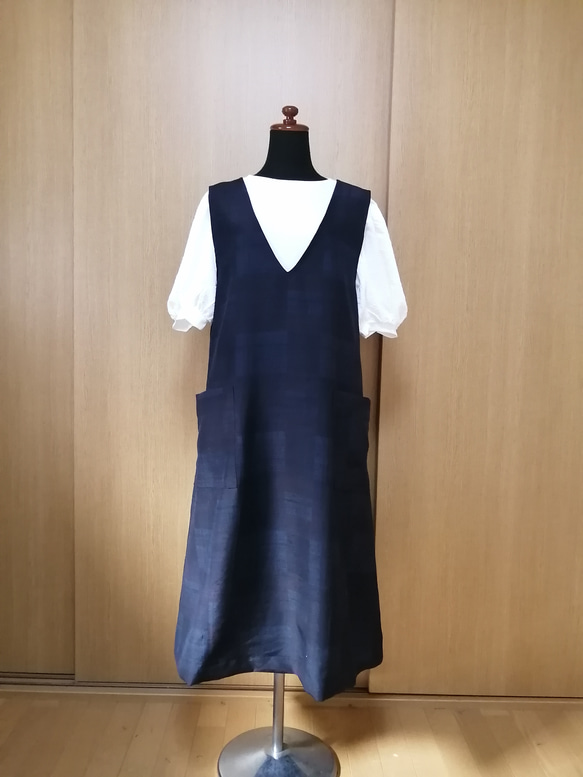 SOLD 着物リメイク ジャンパースカート 紬 ワンピース さらあお SOLD 着物リメイク ジャンパースカート 紬 ワンピース さらあお