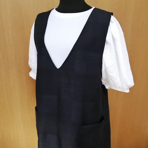 SOLD 着物リメイク ジャンパースカート 紬 ワンピース さらあお