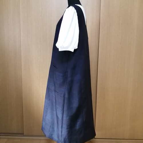 SOLD 着物リメイク ジャンパースカート 紬 ワンピース さらあお SOLD 着物リメイク ジャンパースカート 紬 ワンピース さらあお