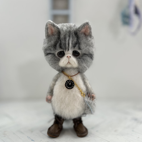 shin.0326yuzu様　羊毛フェルト　ハンドメイド　ブサかわ猫 羊毛フェルト ハンドメイド ブサかわ猫と犬 - メルカリ