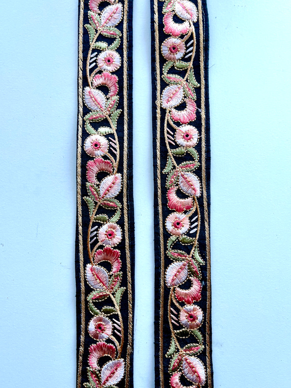 【⚠︎B品SALE/50cm】インド刺繍リボン　ホワイト　シルク　GS655 8枚目の画像