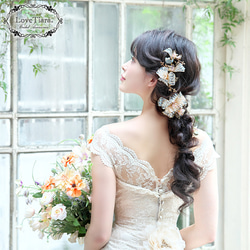 ヘッドドレス【ルーシッド】(H-154)|花嫁 ゴールド 花 ナチュラル ウエディング 結婚式 和装 コサージュ 着物 5枚目の画像