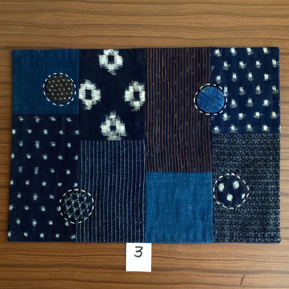 藍　かすり　縞つなぎのランチョンマット　(1)~(5) 4枚目の画像