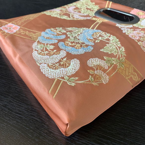 帯リメイク 帯バッグ  クラッチバッグ ハンドバック　ピンク　obi kimono 4枚目の画像