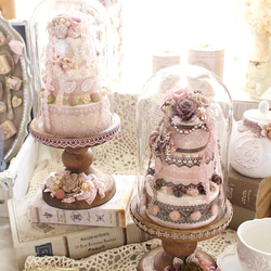 限定商品　ストロベリー×チョコの3段ケーキ　フェイクケーキ　プリザーブドフラワーアレンジメント　グラスドーム　プレゼント 8枚目の画像