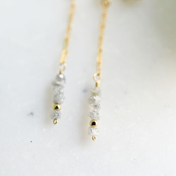 Everlasting Natural White Gray Diamond Wave Chain Earrings Accep 第4張的照片