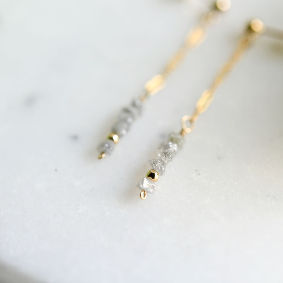 Everlasting Natural White Gray Diamond Wave Chain Earrings Accep 第3張的照片