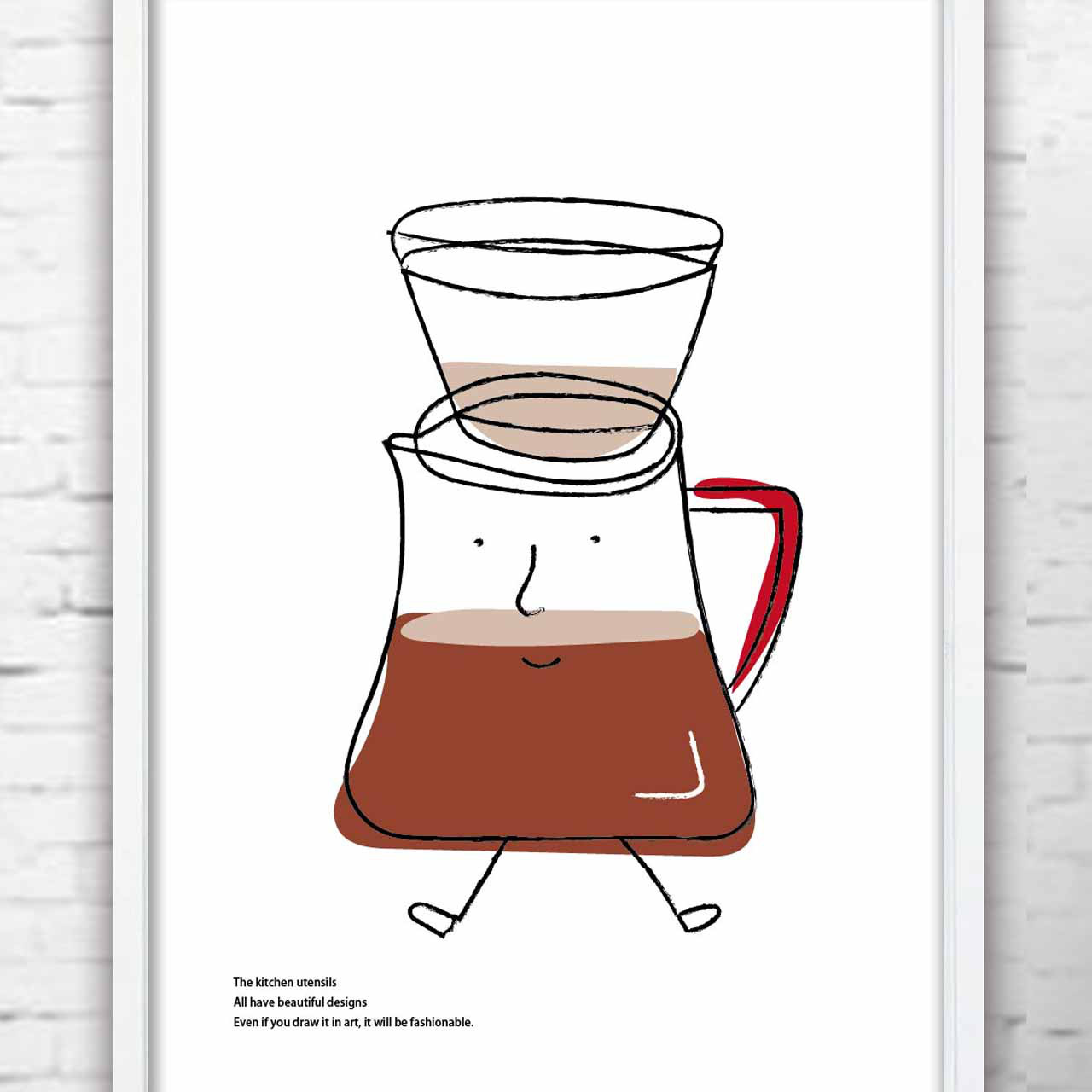 I amコーヒーサーバー　イラスト　おしゃれ　ポスター  A4 A3 A2 A1   アート 結婚祝い　新築祝い　921