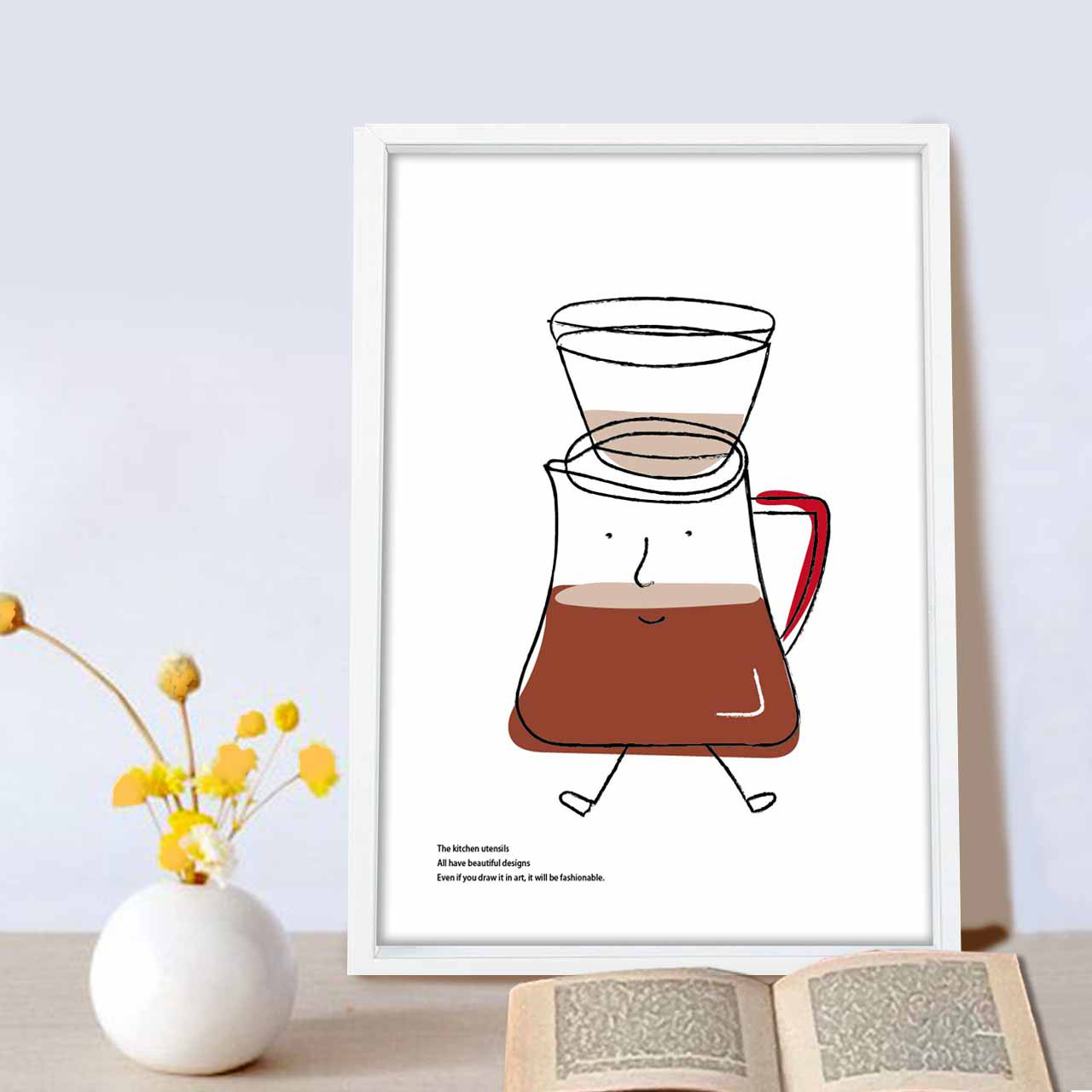 I amコーヒーサーバー　イラスト　おしゃれ　ポスター  A4 A3 A2 A1   アート 結婚祝い　新築祝い　921