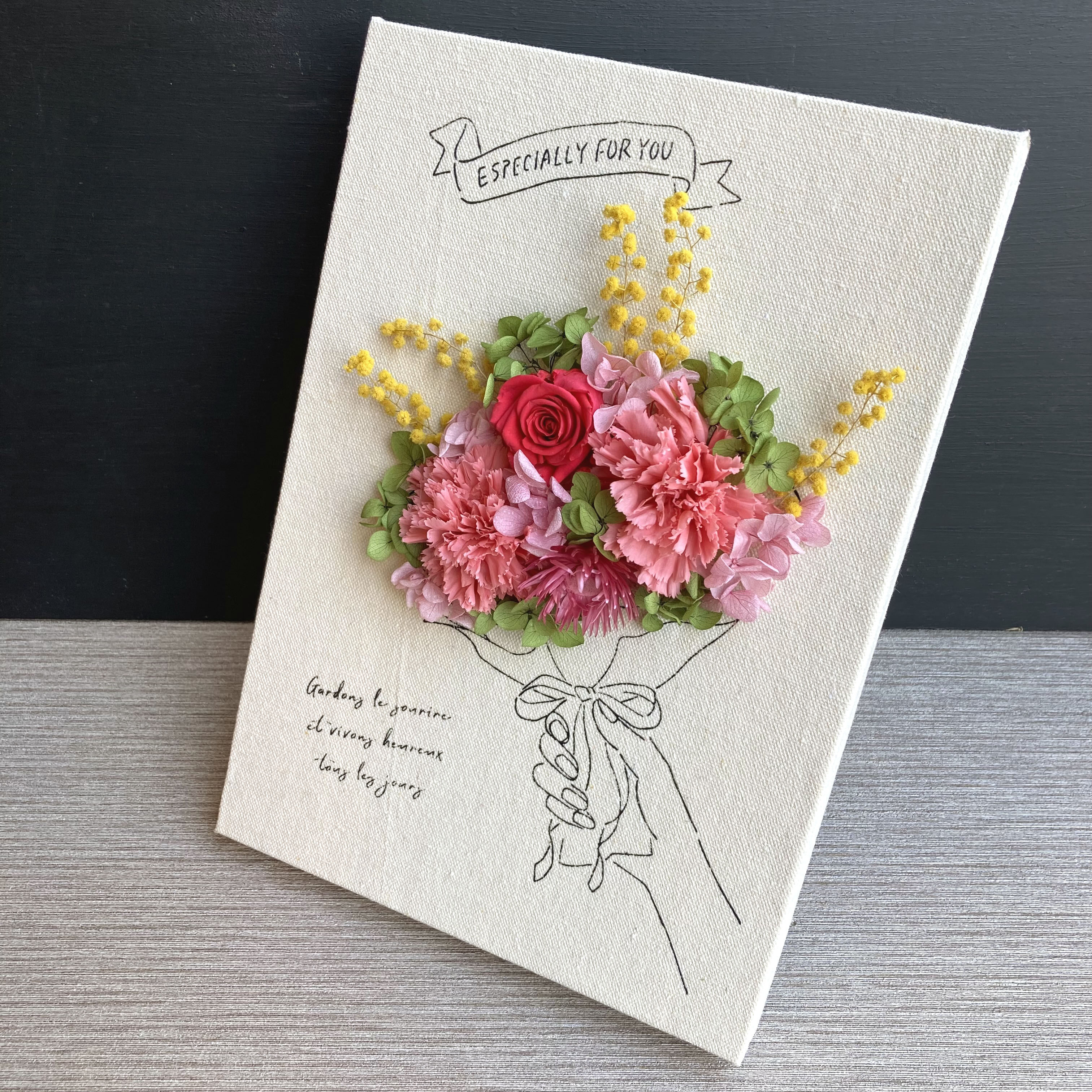 数量限定【母の日・ウェディング・敬老の日】２way豪華プリザーブドフラワーアレンジメント ミモザ