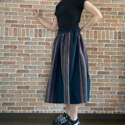 着物リメイク 紬　フレアースカート 3枚目の画像