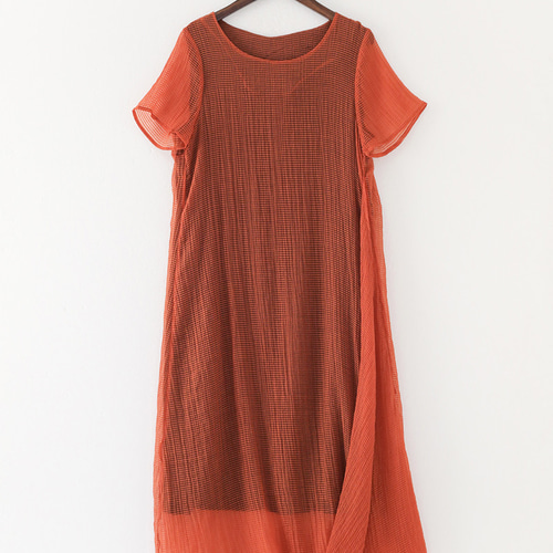 七里　襟付きオレンジワンピース 七里 襟付きオレンジワンピース 七里 襟付きオレンジワンピース