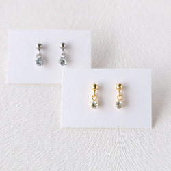 【特集掲載】宝石質 《AAAランク》 3mm アクアマリンの1粒ピアス / イヤリング 3月誕生石 2枚目の画像