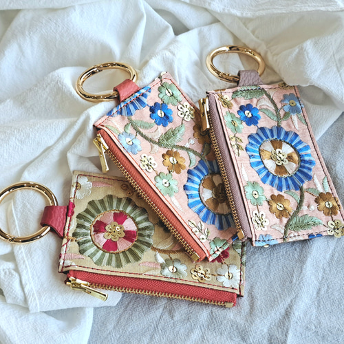 インド刺繍リボン ミニポーチミニバッグ）no.3 ギフトシリーズ