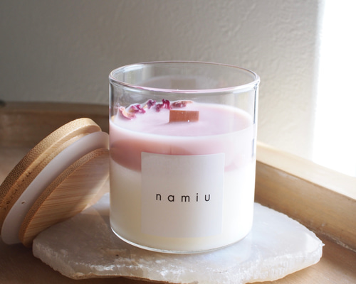 再販】two-toneボタニカルアロマキャンドル pink ギフトボックス付