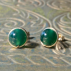 グリーンオニキス 14kgf 一粒ピアス イヤリング変更可能 ピアス