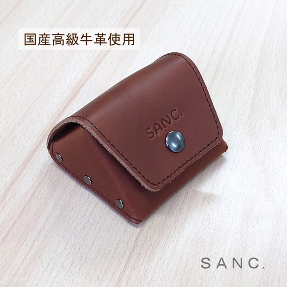 真皮錶殼，適用於木楔形棕色牛皮 SANC。 第2張的照片