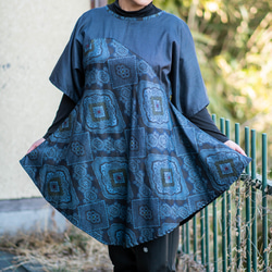 藍大島のチュニック 着物リメイク　紬　シルク　フリーサイズ 12枚目の画像