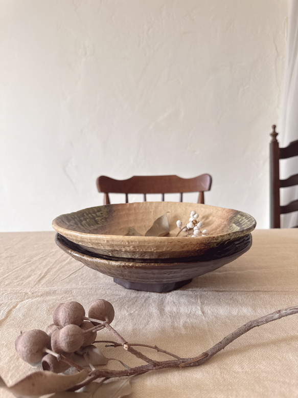 大きめボウル　ろくべ型浅鉢　大きさ2サイズ　和モダン 4枚目の画像