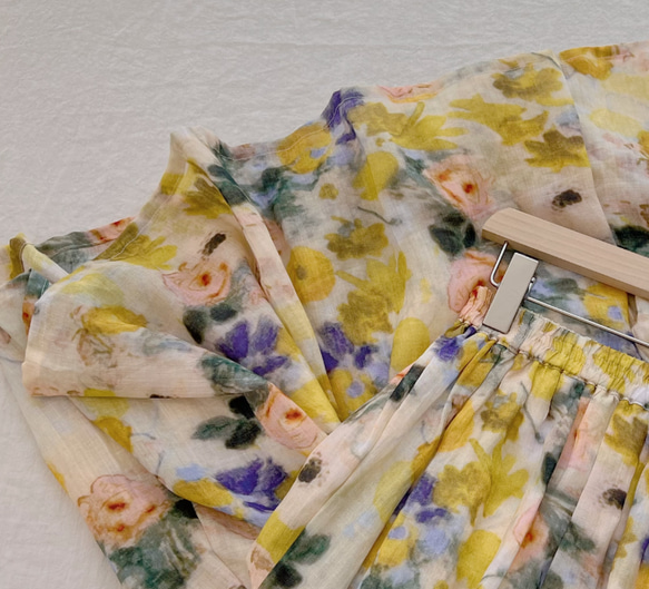 花柄ロングスカート　ギャザースカート  ラミー 5枚目の画像