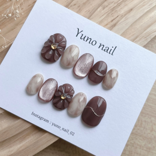 ネイルチップオーダー ぷっくりキルティング 水彩 ニュアンス 振袖成人