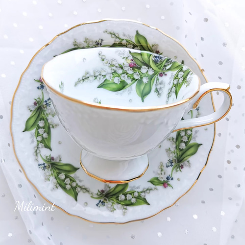 受注制作】すずらんリース ティーセット(カップ＆ソーサー1点