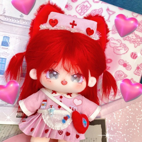 オリジナル　ぬいぐるみ　15cm 着せ替え　赤髪　ピンク　ロン毛 Amazon.co.jp: 《20cm な可愛い着せ替えぬいぐるみ《赤髪赤目