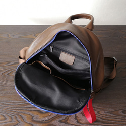 『受注製作』シンプルな天然牛革リュックバッグ身軽通勤バッグ 5枚目の画像