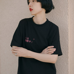 ブラックジャパニーズガールルーズオールマッチテキストプリントラウンドネックTシャツドレスデイリーストリートカジュアルドレス 7枚目の画像