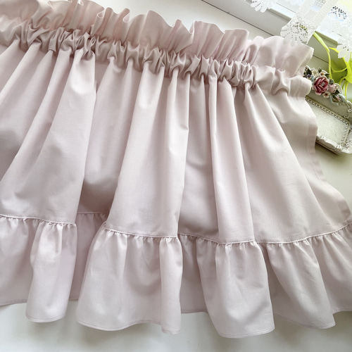 くすみピンク フリルカフェカーテン カーテン EMI's Garden〜エミズ