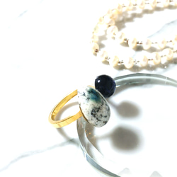 天然石リング　K2アズライト   アイオライト　3月誕生石　ブルーリング　フォークリング　一点物　フリーサイズ　指輪 5枚目の画像