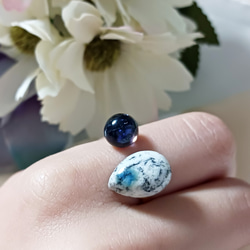 天然石リング　K2アズライト   アイオライト　3月誕生石　ブルーリング　フォークリング　一点物　フリーサイズ　指輪 8枚目の画像