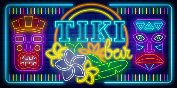 【Lサイズ】アロハ ハワイ TIKI ティキ像 カフェ バー 酒 南国 ハイビスカス 看板 置物 雑貨 ライトBOX 6枚目の画像