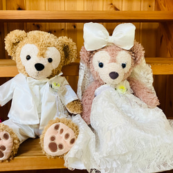 再販8 ダッフィー＆シェリーメイ　コスチューム　ウェディング　結婚式　タキシード　ウェディングドレス　ダッフィー　結婚 3枚目の画像