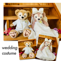 再販8 ダッフィー＆シェリーメイ　コスチューム　ウェディング　結婚式　タキシード　ウェディングドレス　ダッフィー　結婚 1枚目の画像