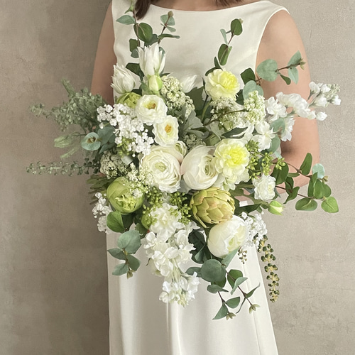 移転セール特価品！！ウエディングブーケ　造花　アーティフィシャルフラワーブーケ ウェディングブーケ】アーティフィシャルフラワーブーケ＋ブートニア