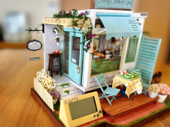 ミニチュアドールハウス完成品（Flower Cafe DIY）時計 再販なし 3枚目の画像