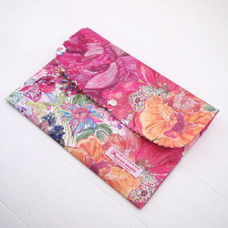 リバティ 母子手帳ケース マリーナ・シーフラワー/ピンク B6サイズ マルチケース 3枚目の画像