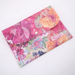 リバティ 母子手帳ケース マリーナ・シーフラワー/ピンク B6サイズ マルチケース 2枚目の画像