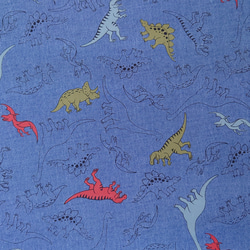 オックス生地【50×110cm】恐竜 ダイナソー 3色 ブルー 入園入学 生地 布 3枚目の画像