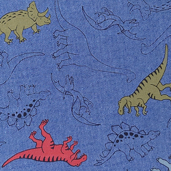 オックス生地【50×110cm】恐竜 ダイナソー 3色 ブルー 入園入学 生地 布 2枚目の画像