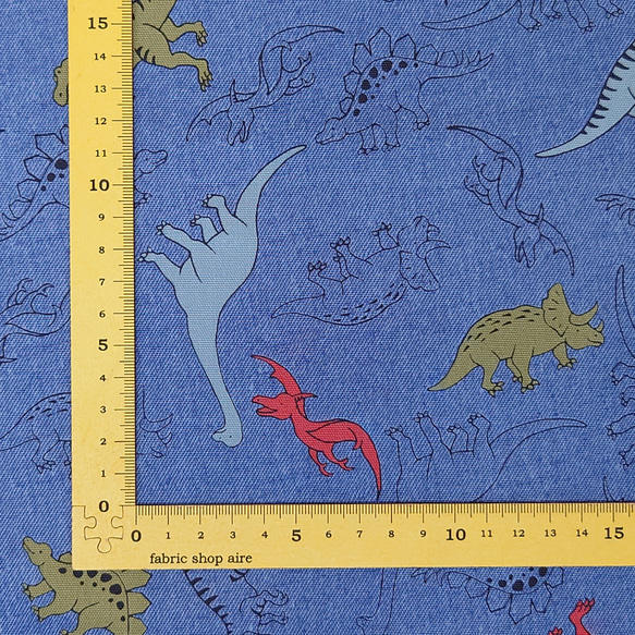 オックス生地【50×110cm】恐竜 ダイナソー 3色 ブルー 入園入学 生地 布 6枚目の画像