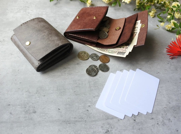 【イタリアンレザー】お札が折れない三つ折り財布　フルハンドメイド 7b0f974b9f9d6cb13e67aebb60d407