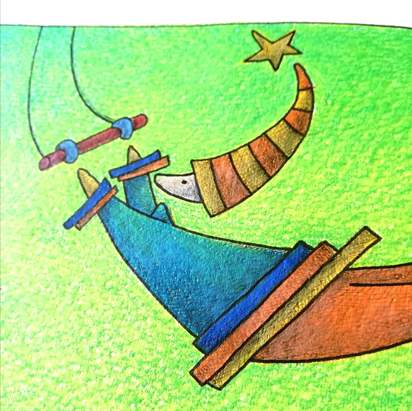 空中ブランコの少年　イラスト原画 6枚目の画像